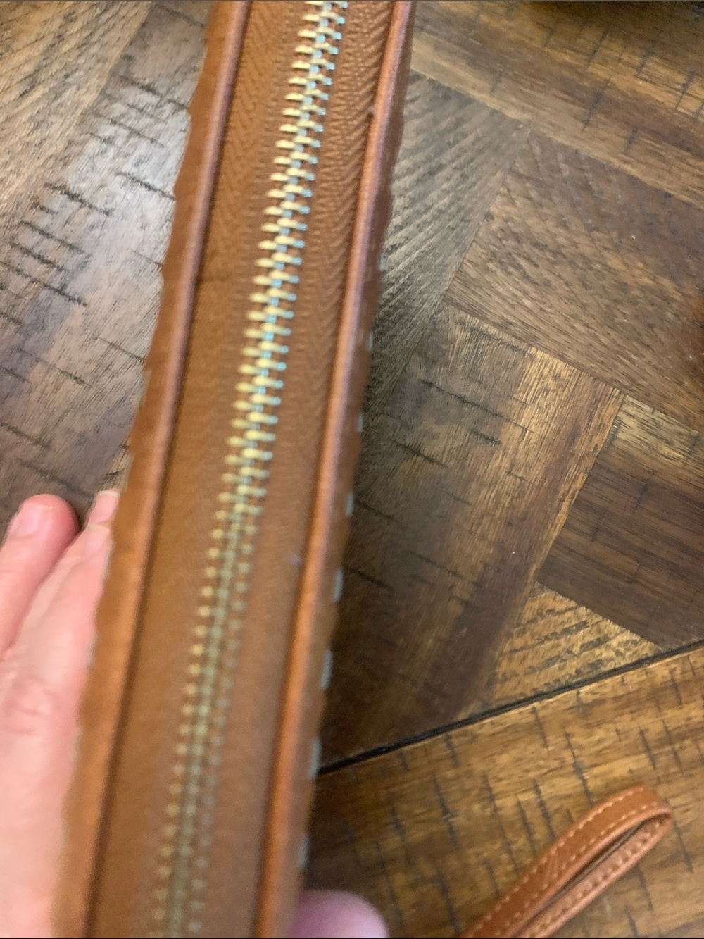 Falls Creek Woven Leather Wristlet Clutch in Tan - Picture 5 of 5